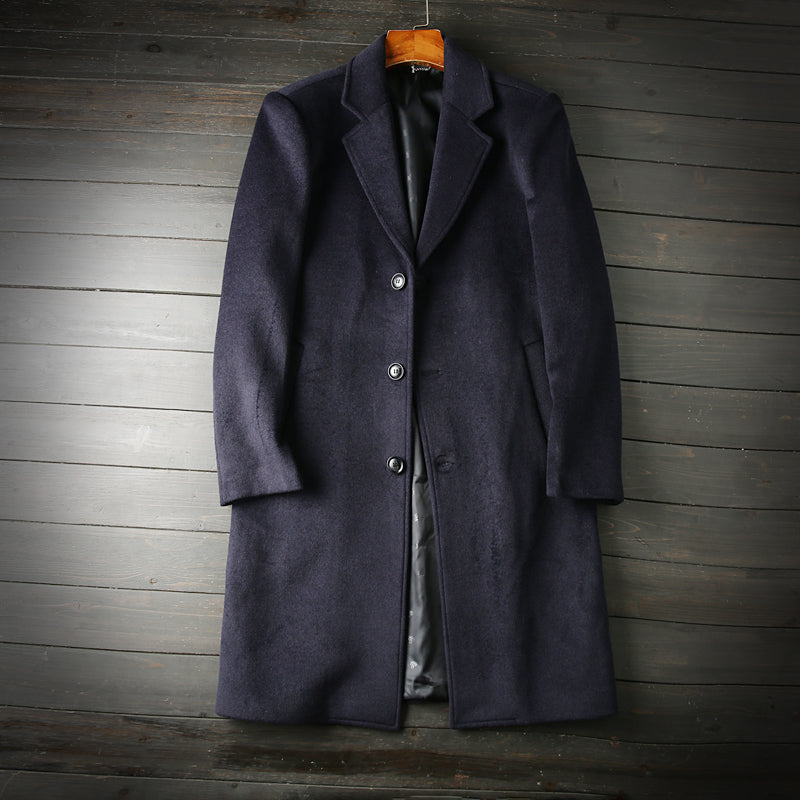 50% wool autumn and winter casual long woolen coat jacket Mens Trend Coat