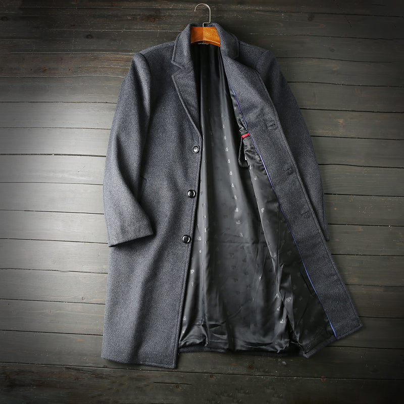 50% wool autumn and winter casual long woolen coat jacket Mens Trend Coat