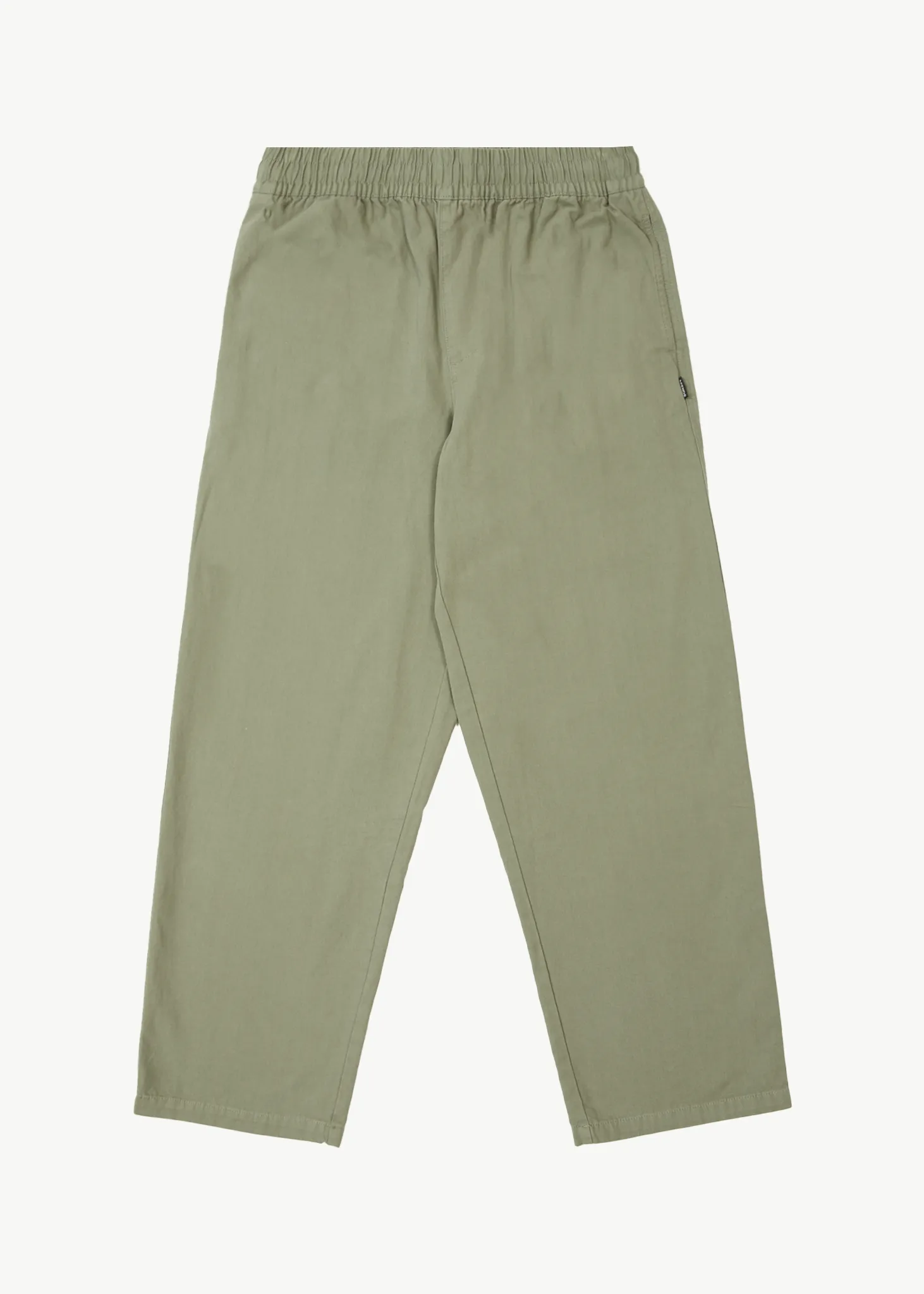 AFENDS Mens Ninety Eights - Baggy Elastic Waist Pants - Olive