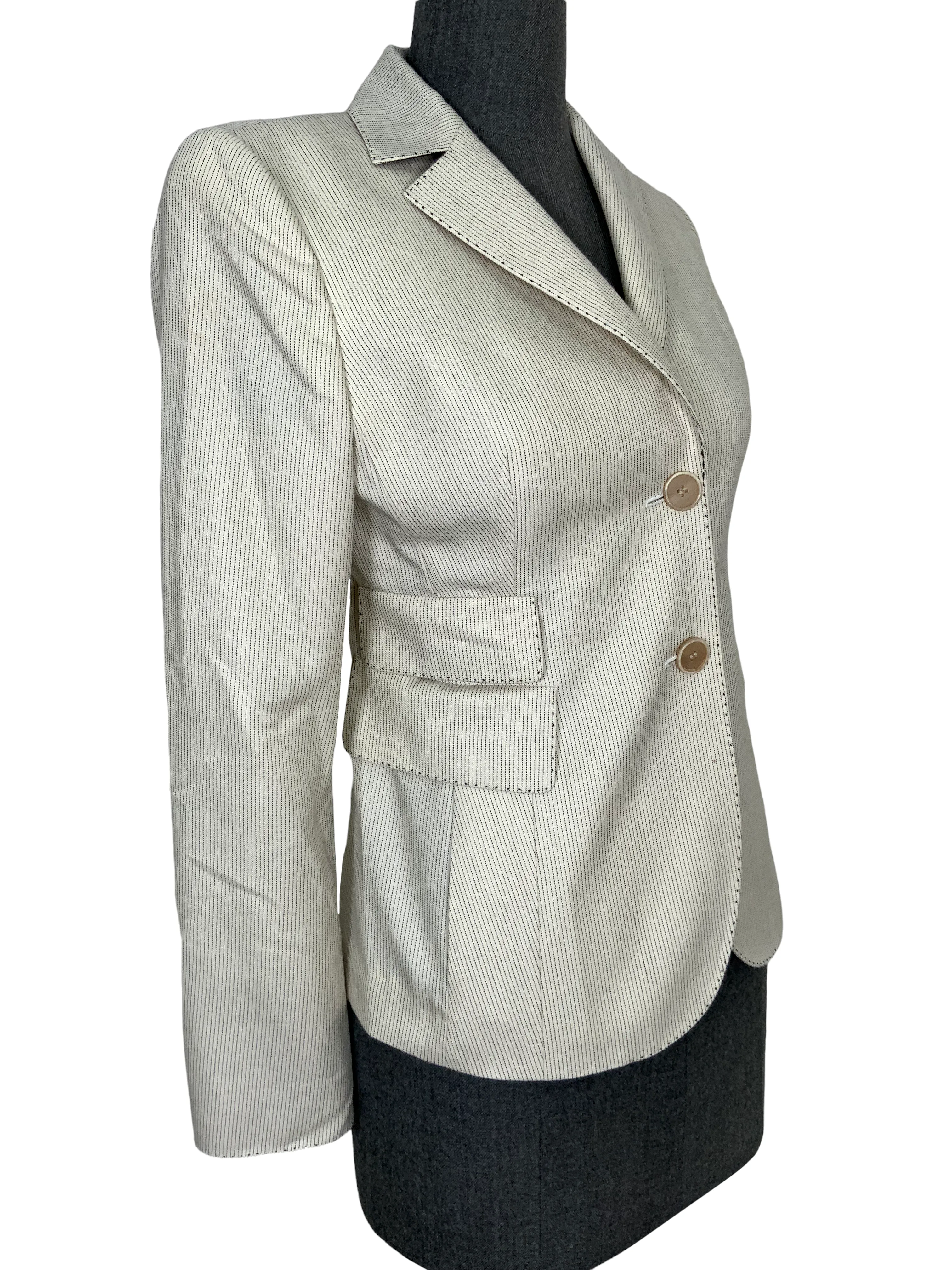 Akris Striped Cashmere Silk Blazer Jacket Size S