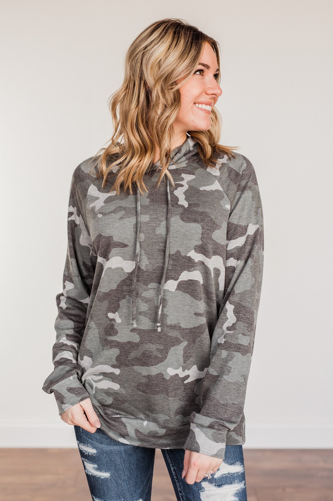 Anything Is Possible Drawstring Hoodie- Camo