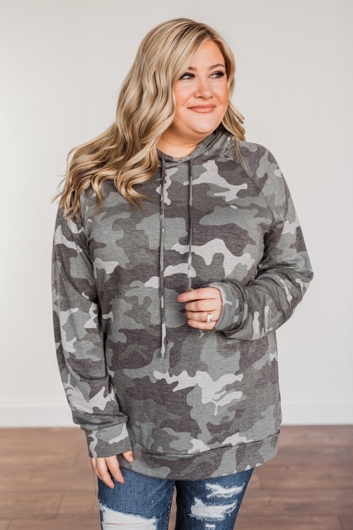 Anything Is Possible Drawstring Hoodie- Camo