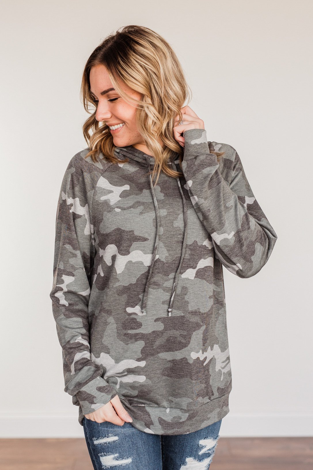 Anything Is Possible Drawstring Hoodie- Camo