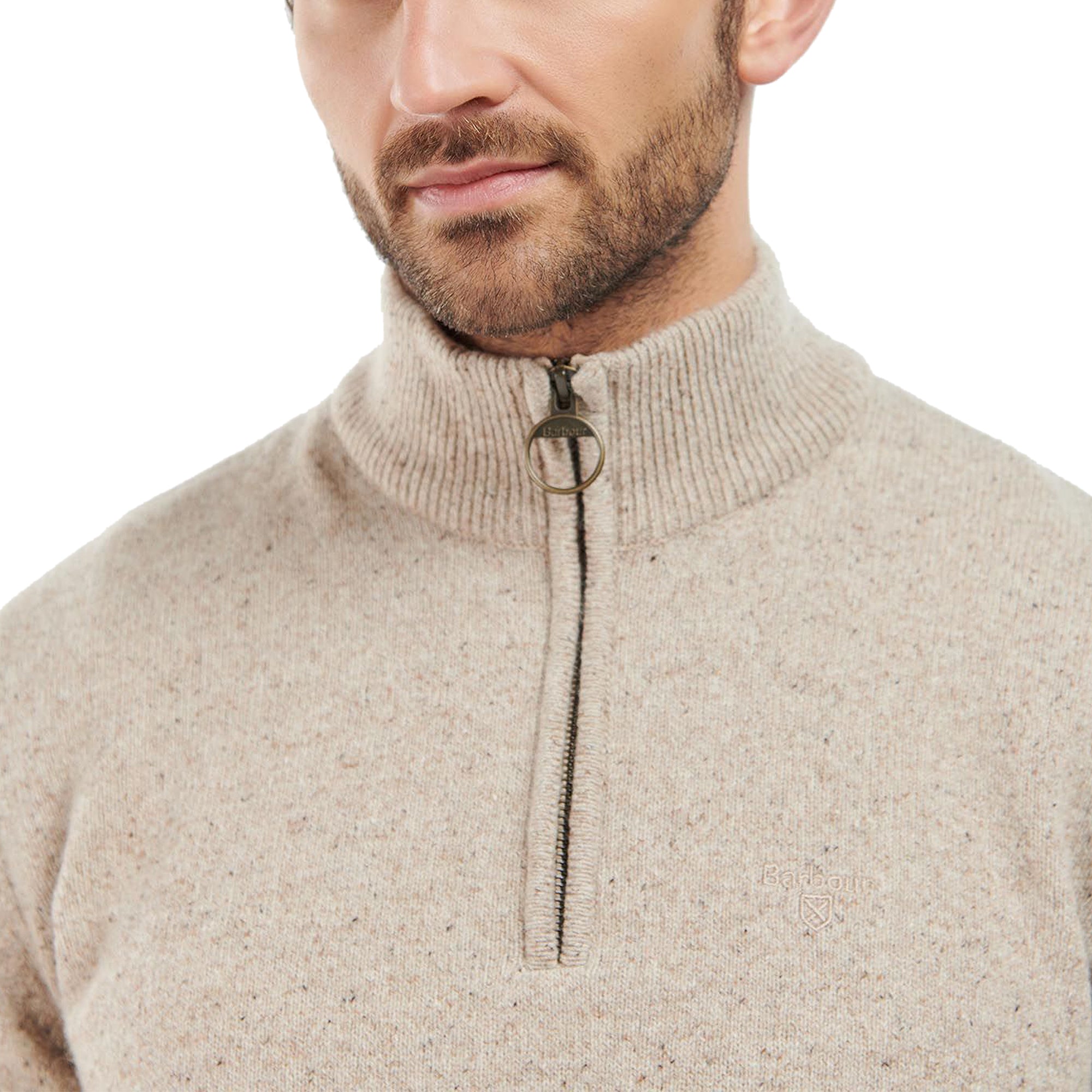 Barbour Tisbury Half Zip Sweater - Stone