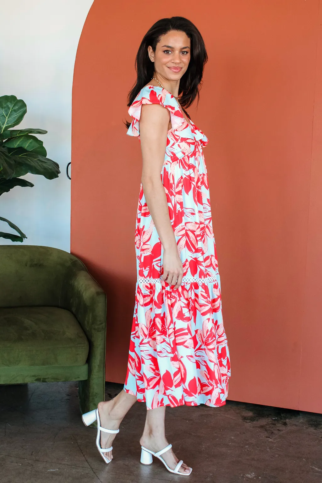 Birds of Paradise Flutter Sleeve Maxi Dress