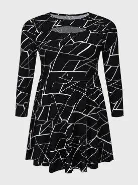 Black Irregular Geometric Plus size Dress