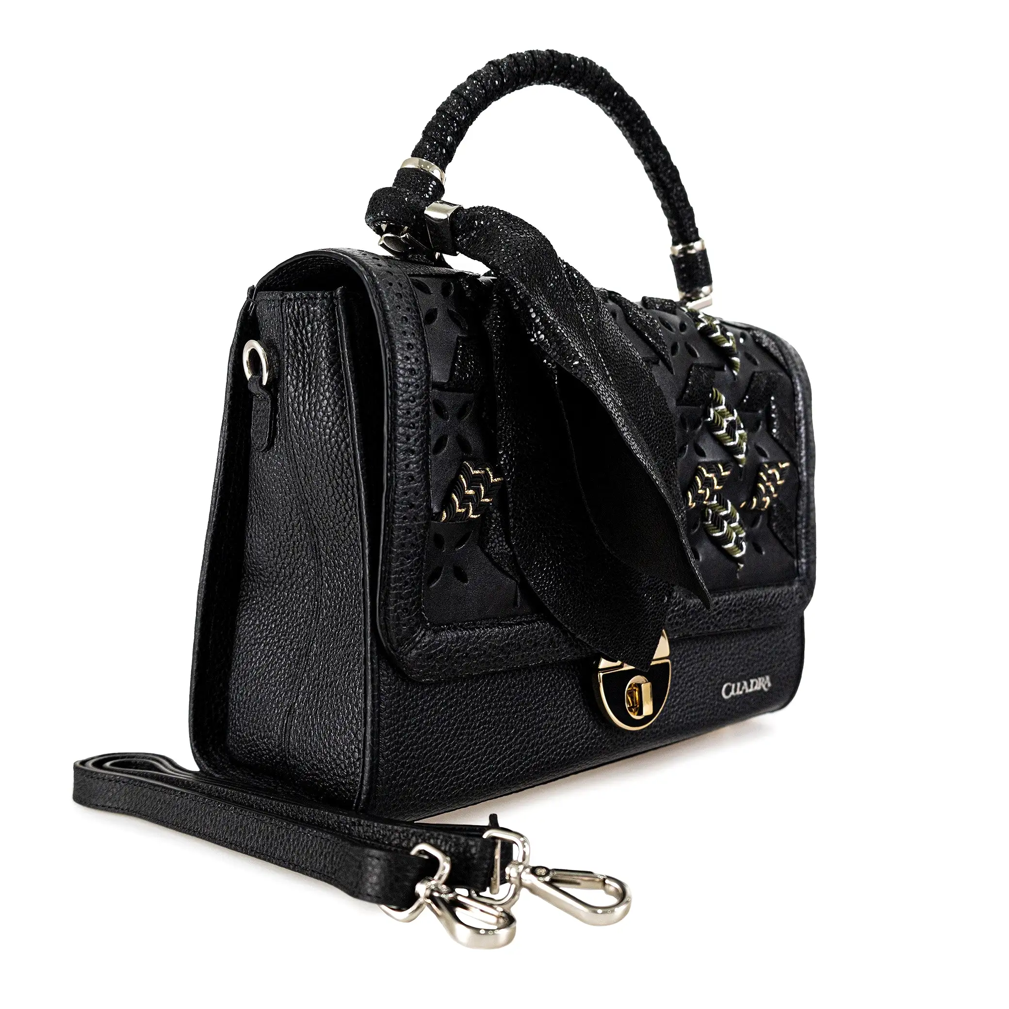 BOD98RS - Cuadra black dress fashion cowhide handbag for women