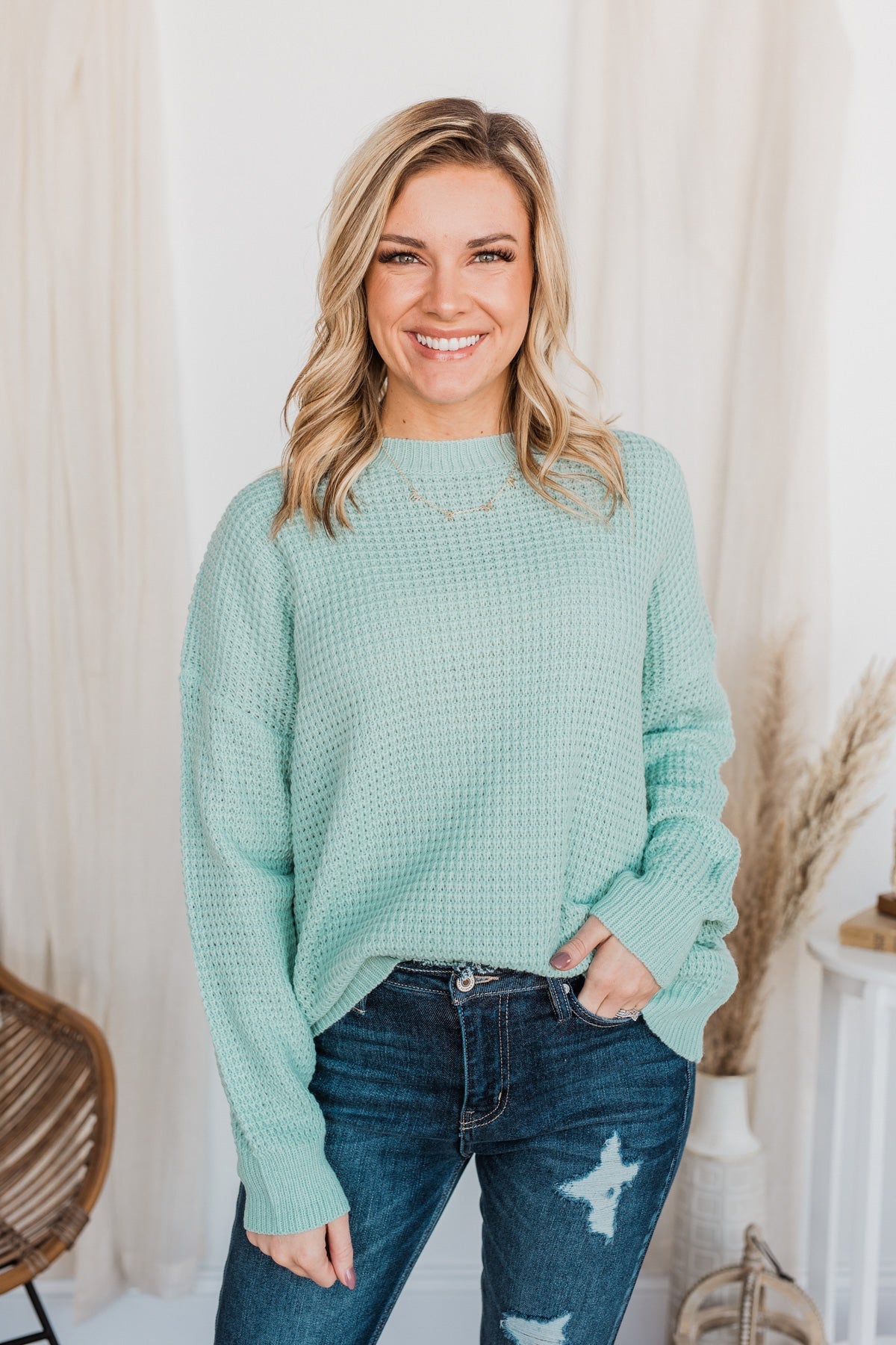 Captivating In Color Knit Sweater- Light Mint