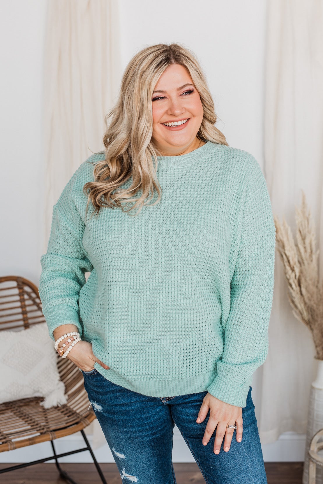 Captivating In Color Knit Sweater- Light Mint