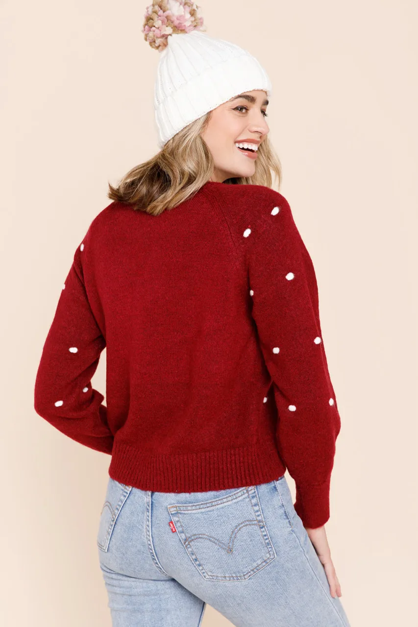 Casely Contrast Pom Pullover Sweater