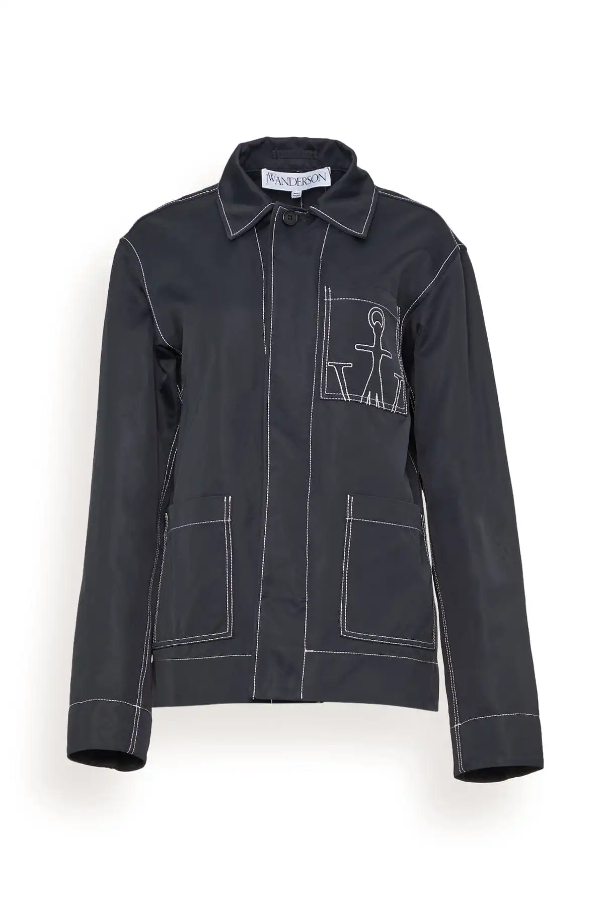 Contrast Seam Workwear Jacket in Black