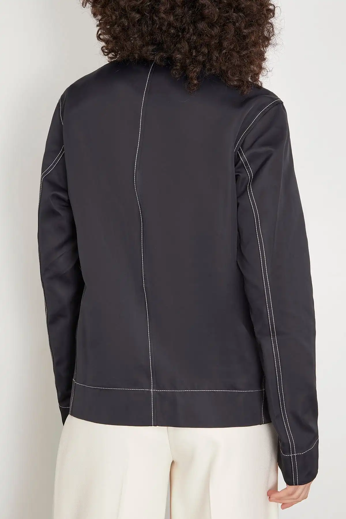 Contrast Seam Workwear Jacket in Black