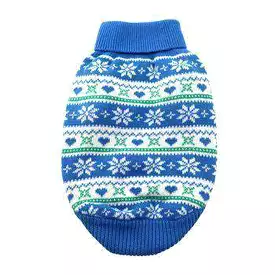 Cotton Snowflake and Hearts Dog Sweater - Blue