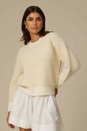 Cristina Furry Pullover Sweater - Cream