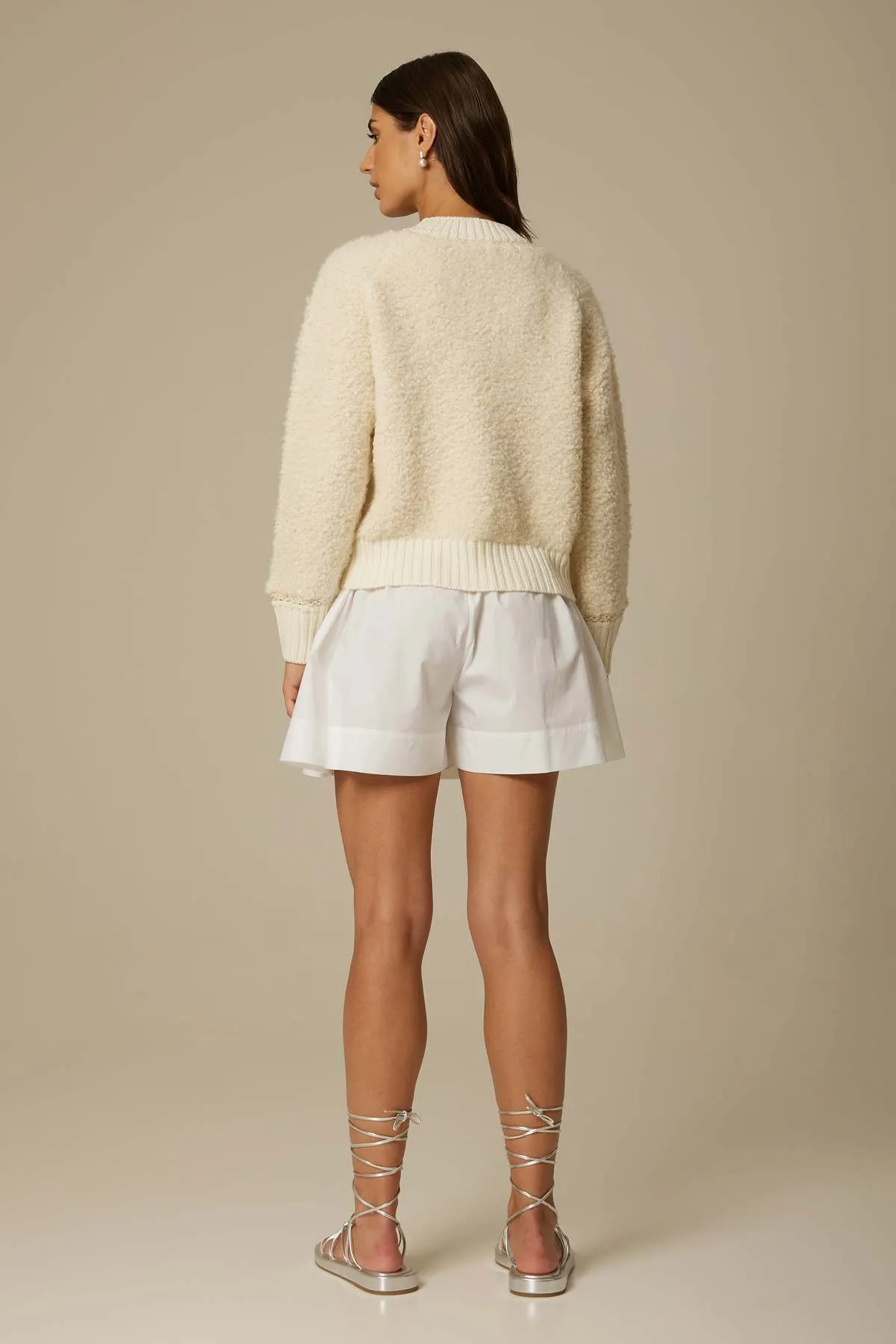 Cristina Furry Pullover Sweater - Cream