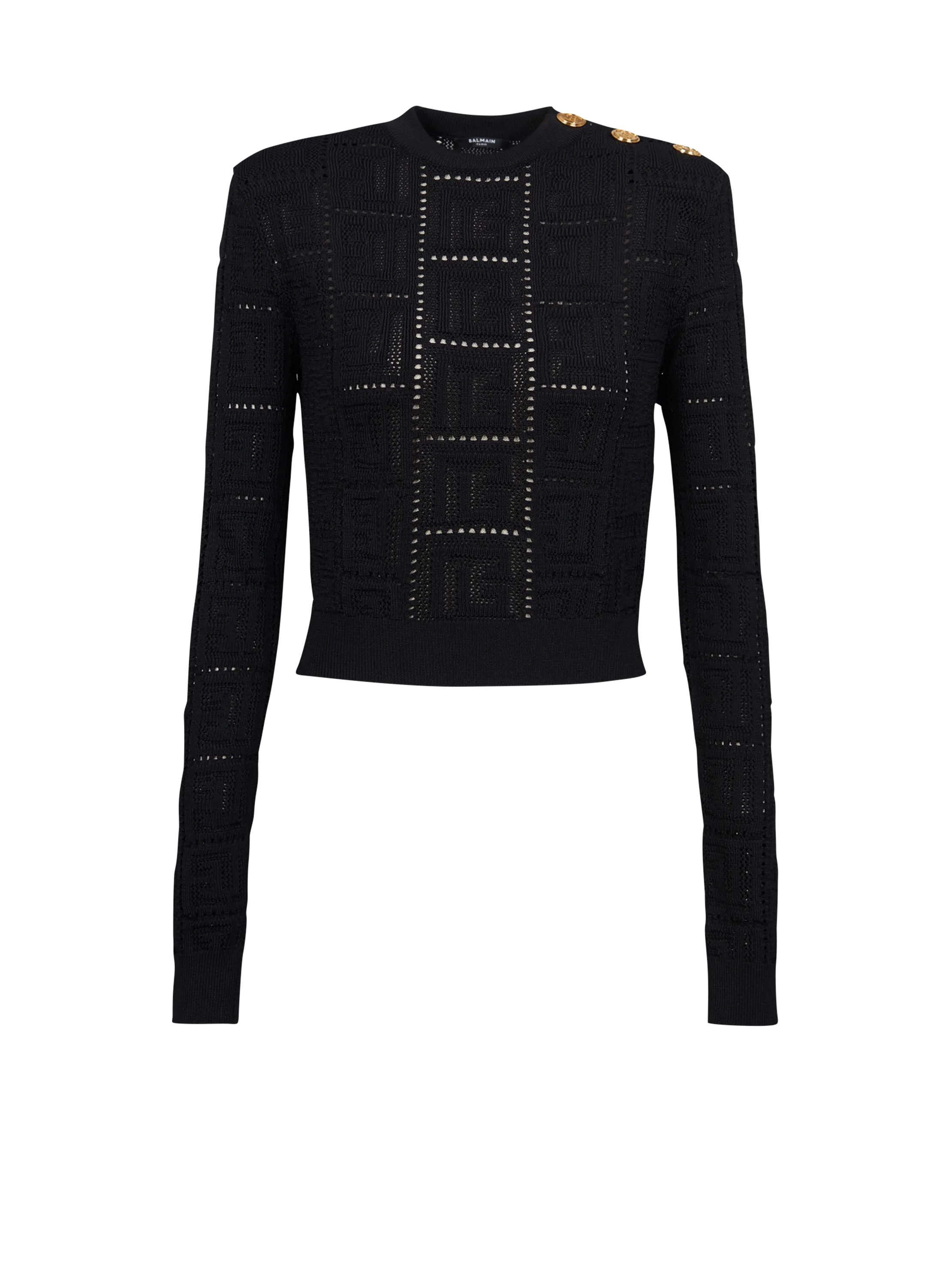 Cropped eco-designed sweater with Balmain monogram