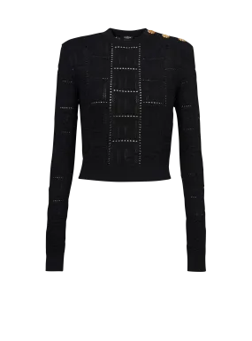 Cropped eco-designed sweater with Balmain monogram