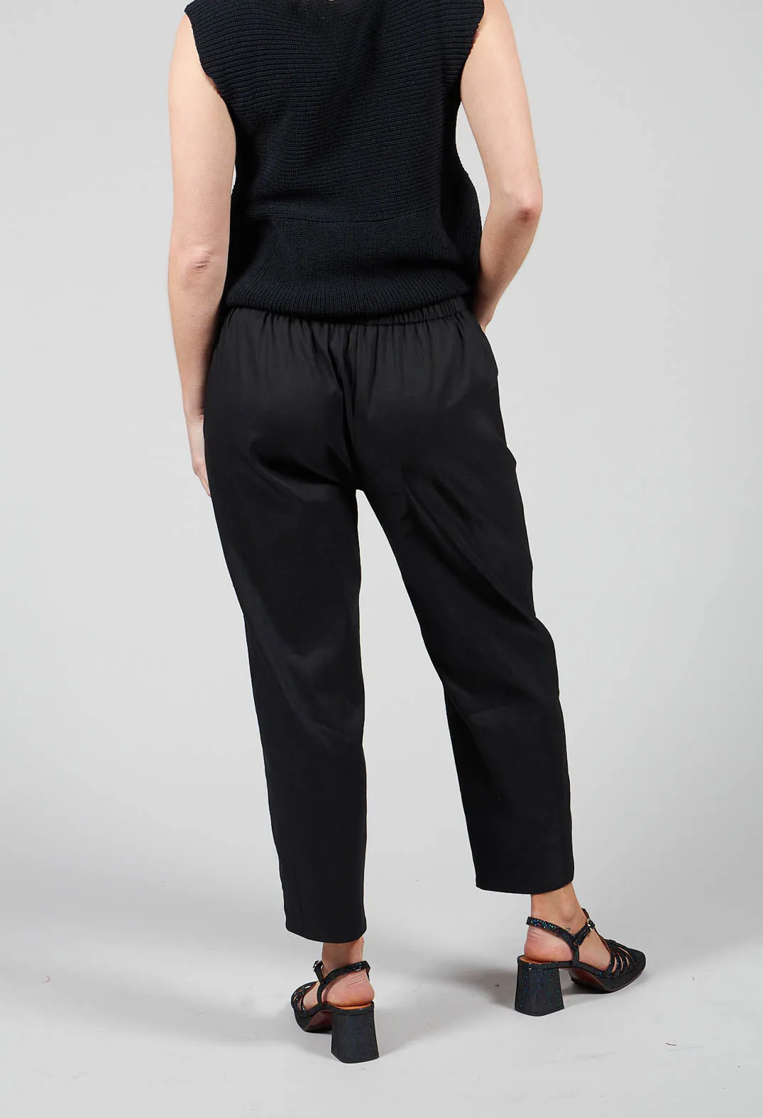 Cropped Slim Leg Pants in Black