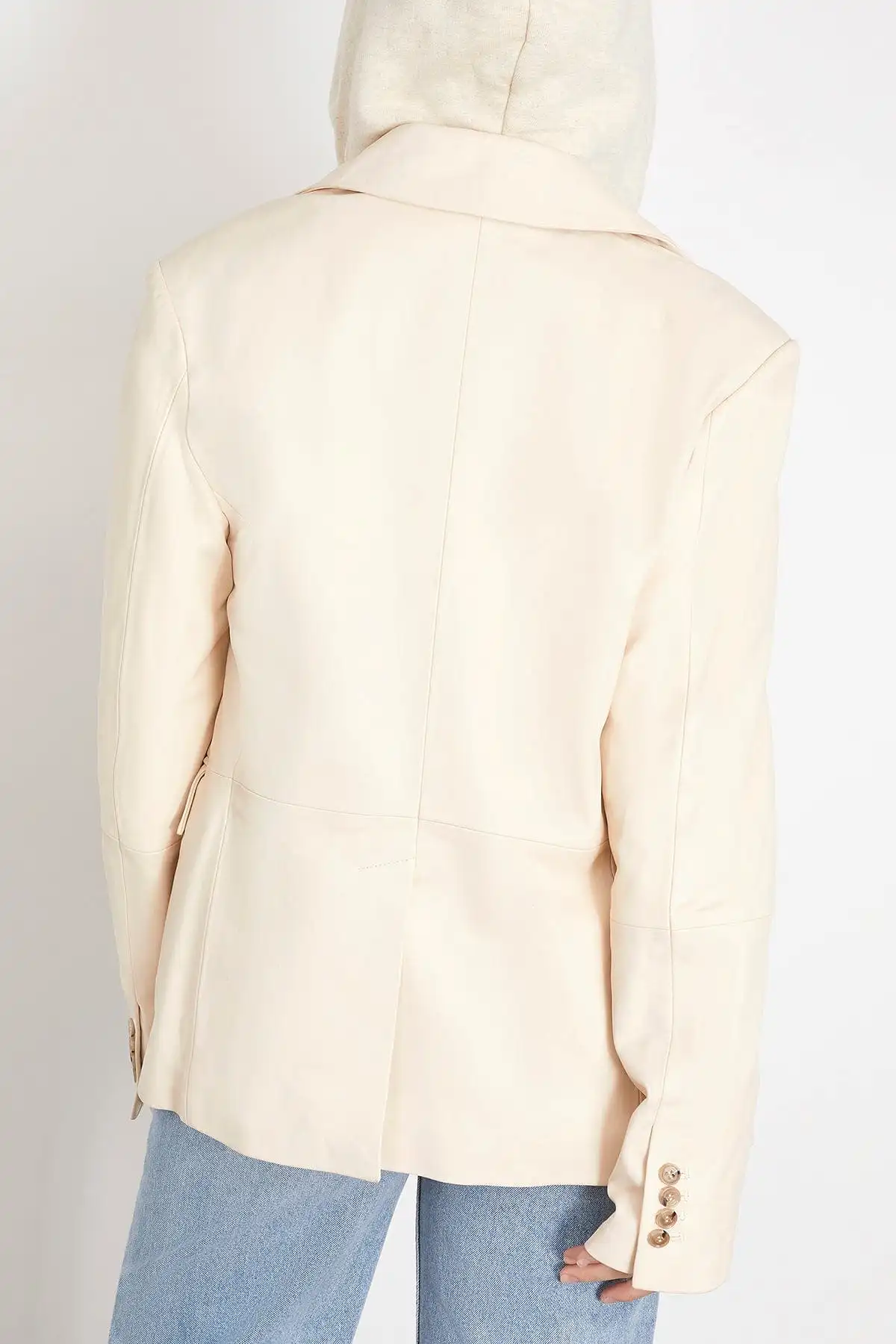 Davao Blazer En Cuir in Frost Ivory