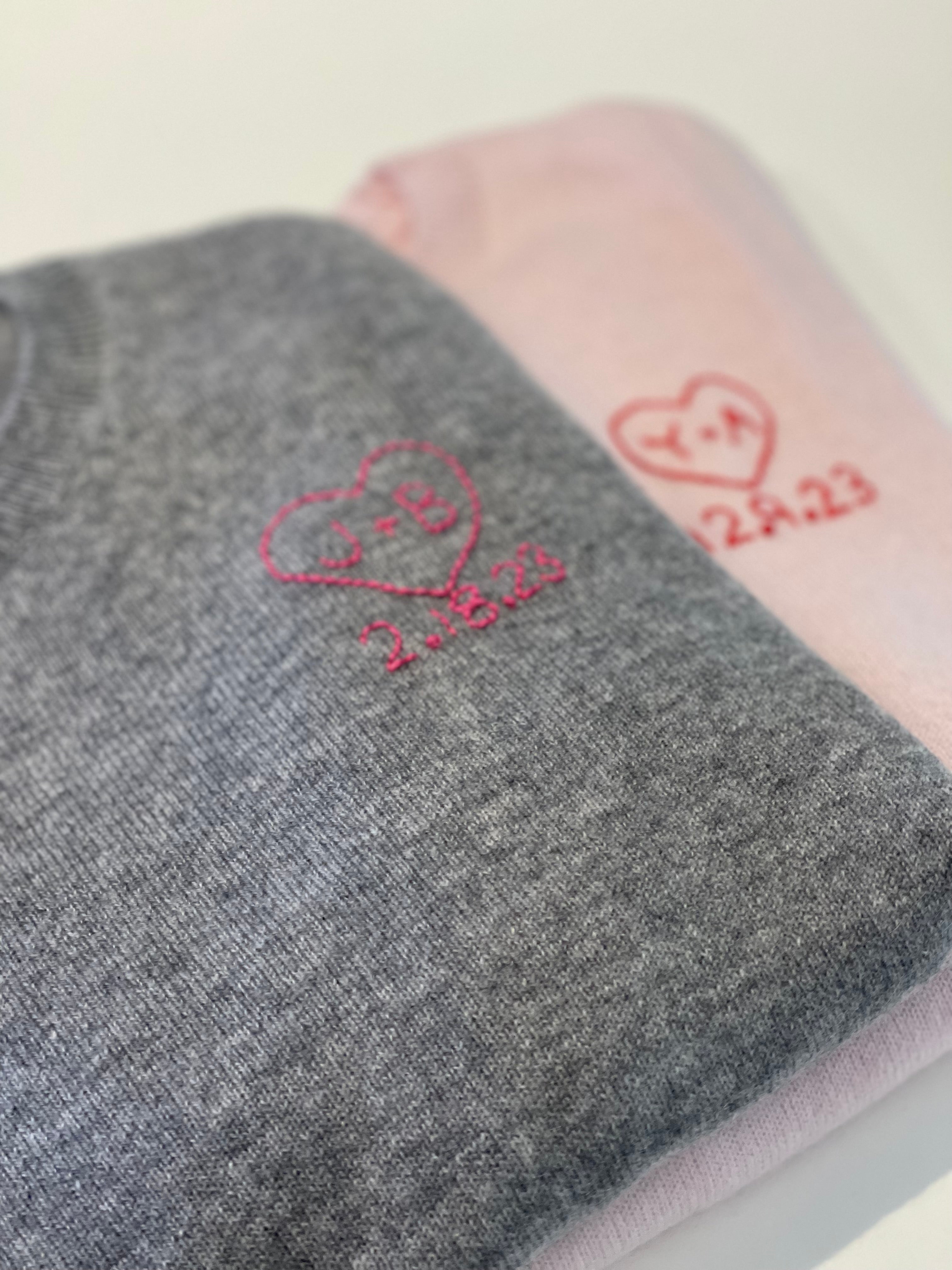 DTD Custom Heart & Date Cashmere Sweater