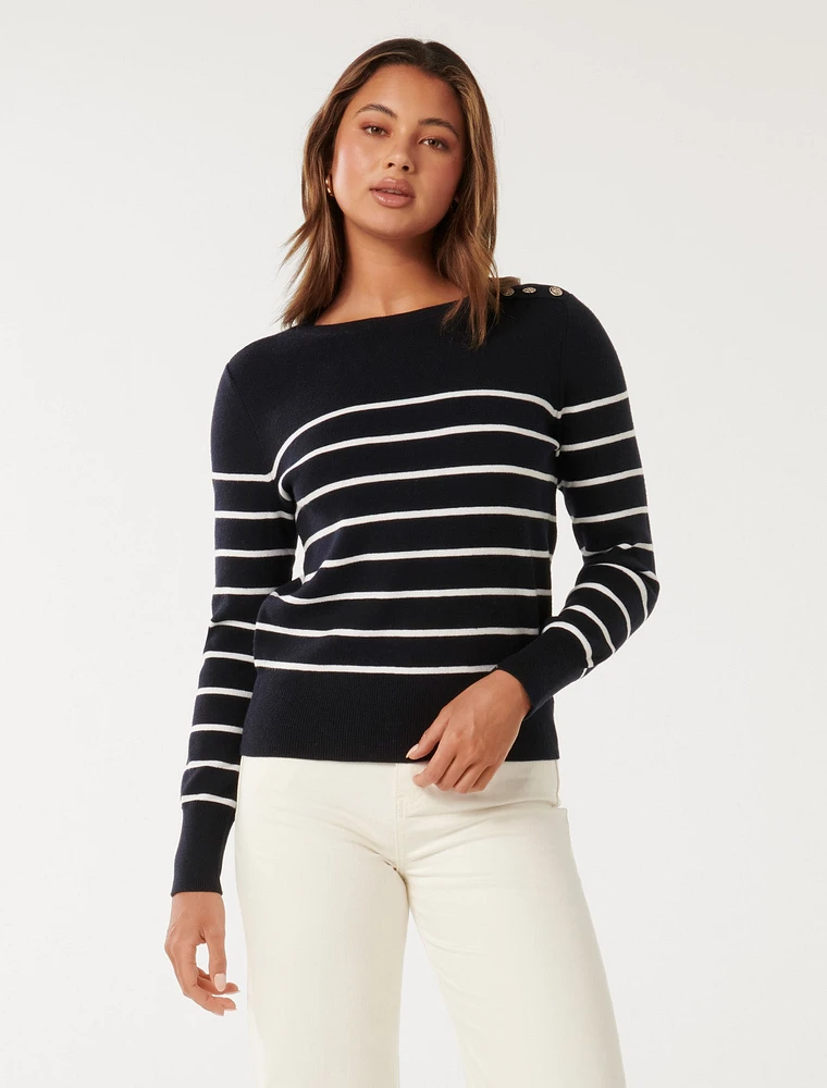 EverNew Kim Striped Knit Sweater