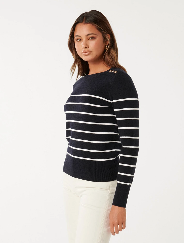 EverNew Kim Striped Knit Sweater