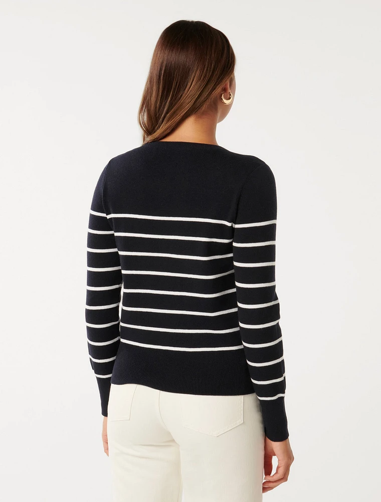 EverNew Kim Striped Knit Sweater