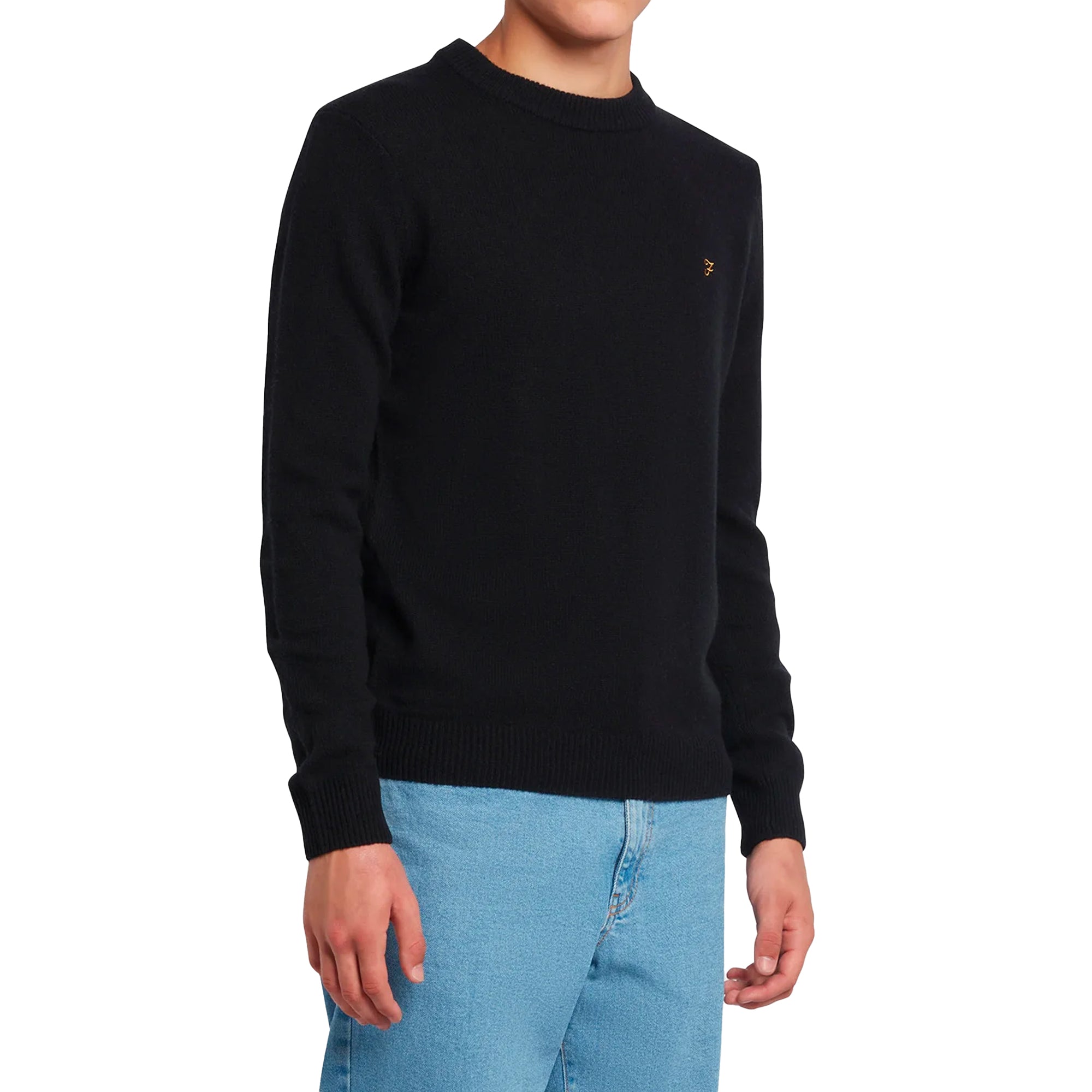 Farah Birchall Lambswool Crew Sweater - Black