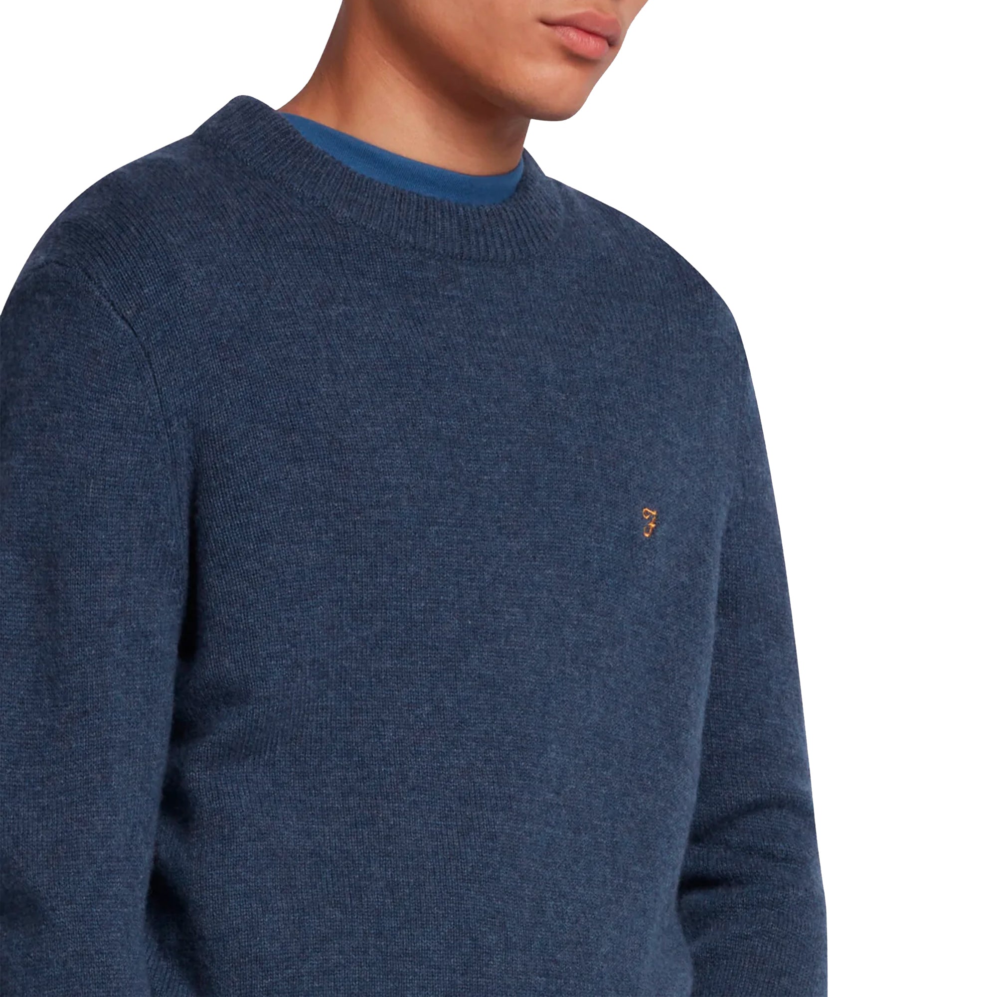 Farah Birchall Lambswool Crew Sweater - Sailor Blue