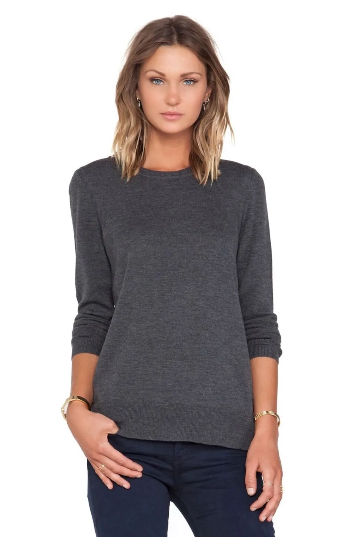 Fitted Knit Sweater - Charcoal