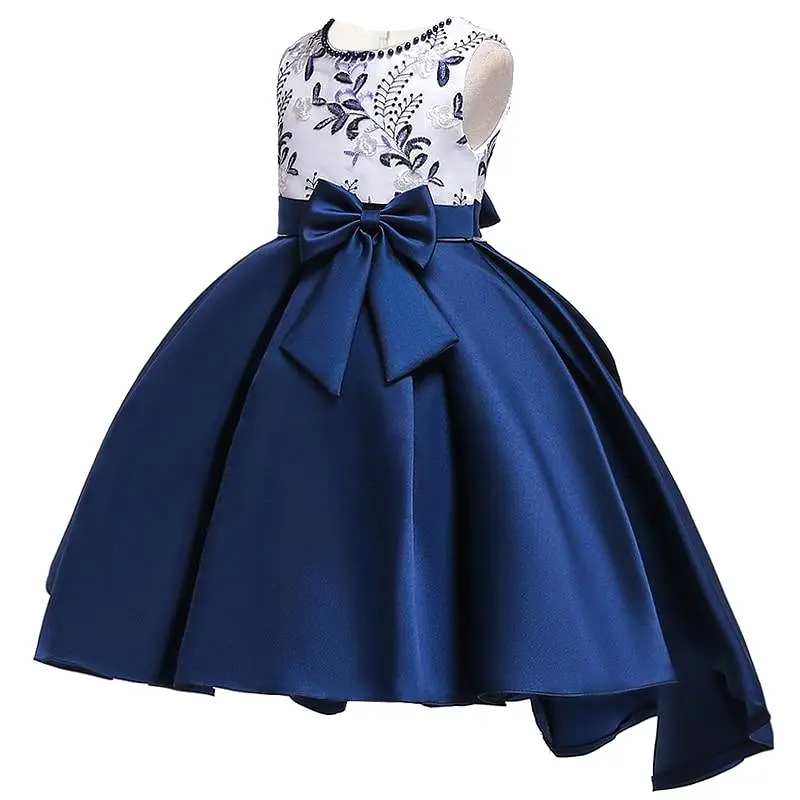 Floral Bow Dress For Girls- Sleeveless