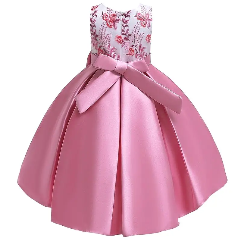 Floral Bow Dress For Girls- Sleeveless