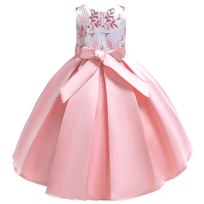 Floral Bow Dress For Girls- Sleeveless