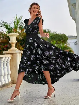 Floral V-Neck Maxi Day Dress