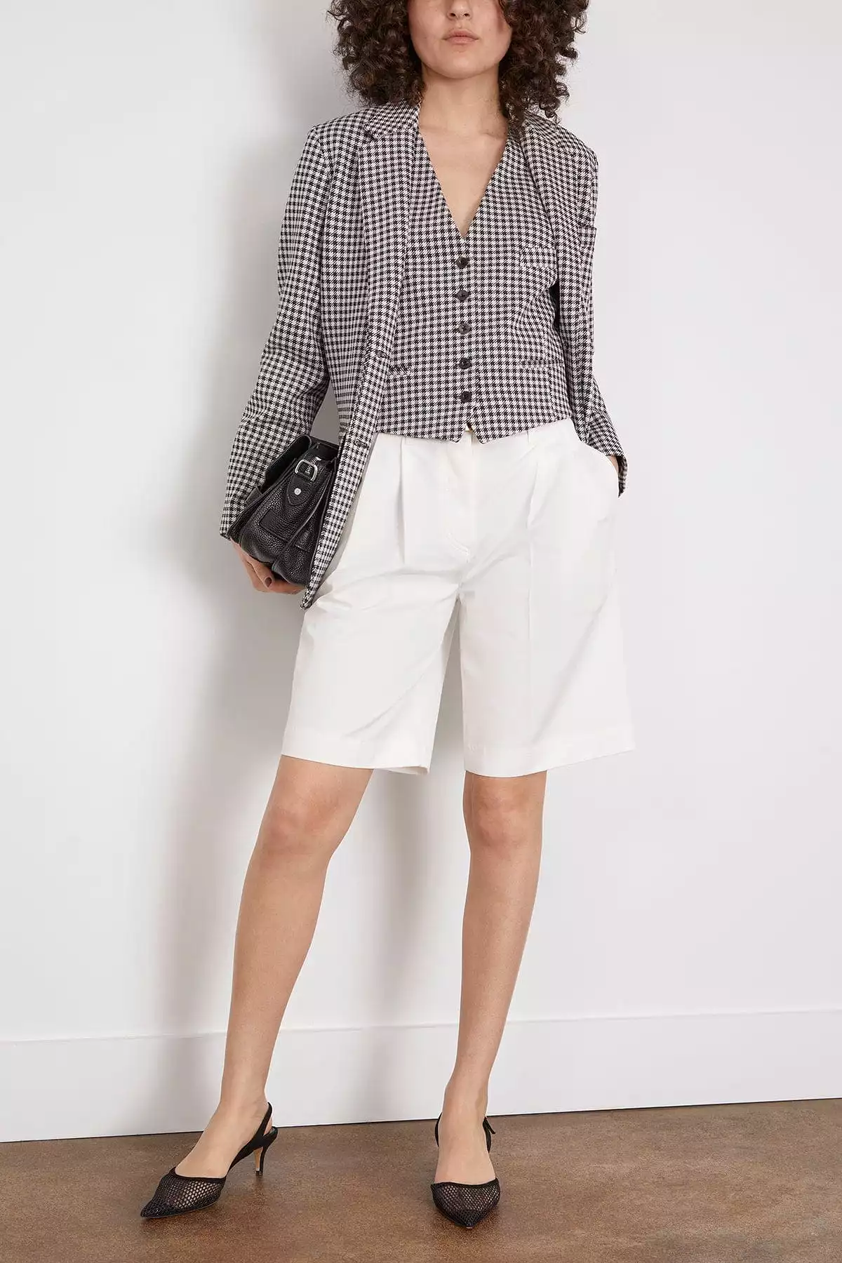 Gingham Tailored Blazer in Black/Ivory