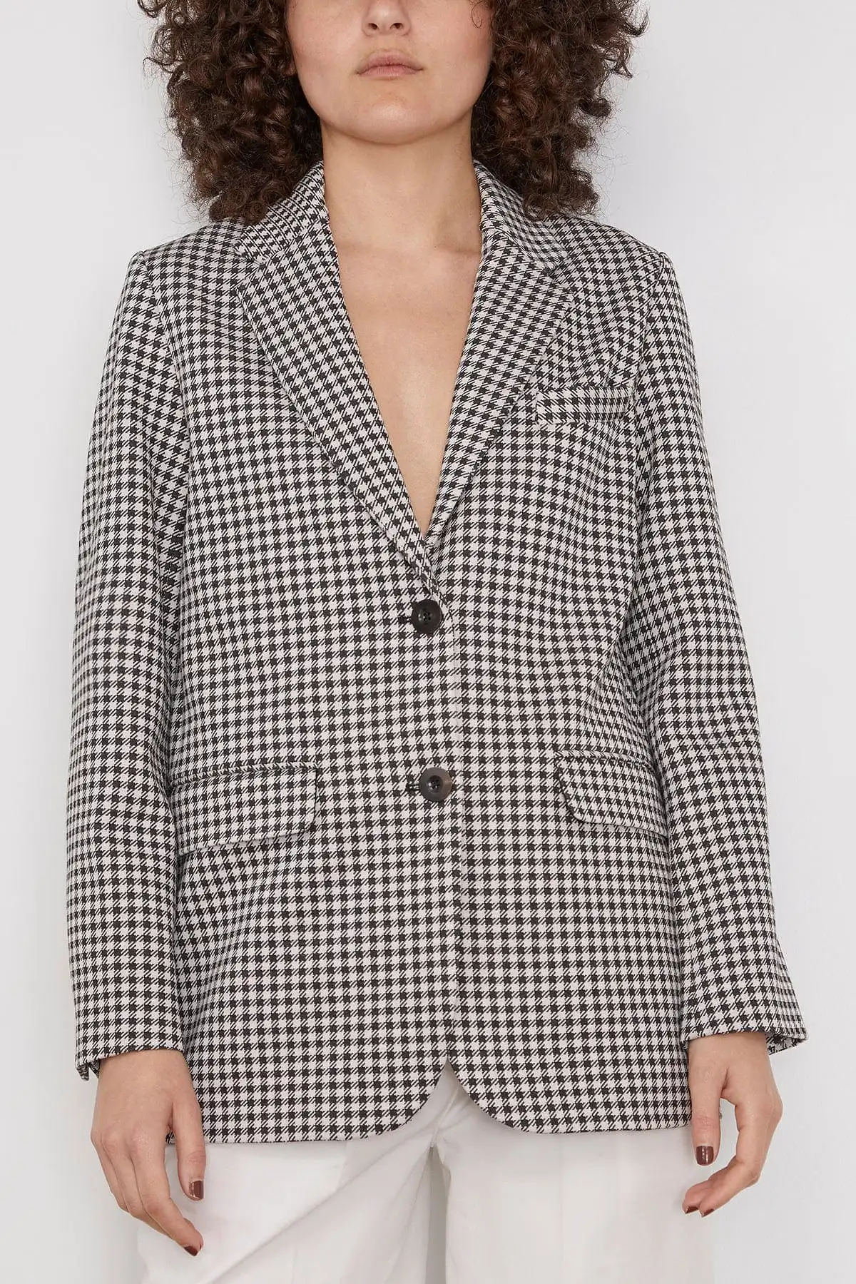 Gingham Tailored Blazer in Black/Ivory