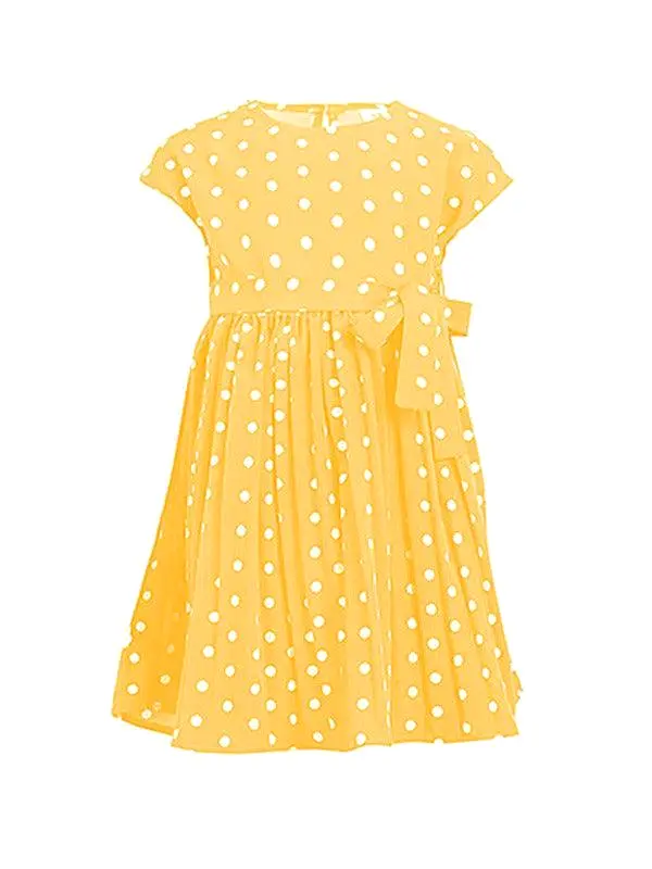 Girls Sleeveless Dotted Dress