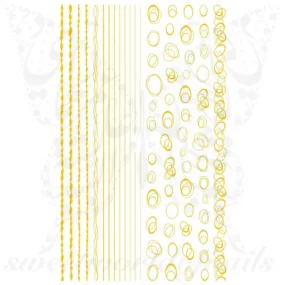 Gold Lines circles Nail Art Stickers