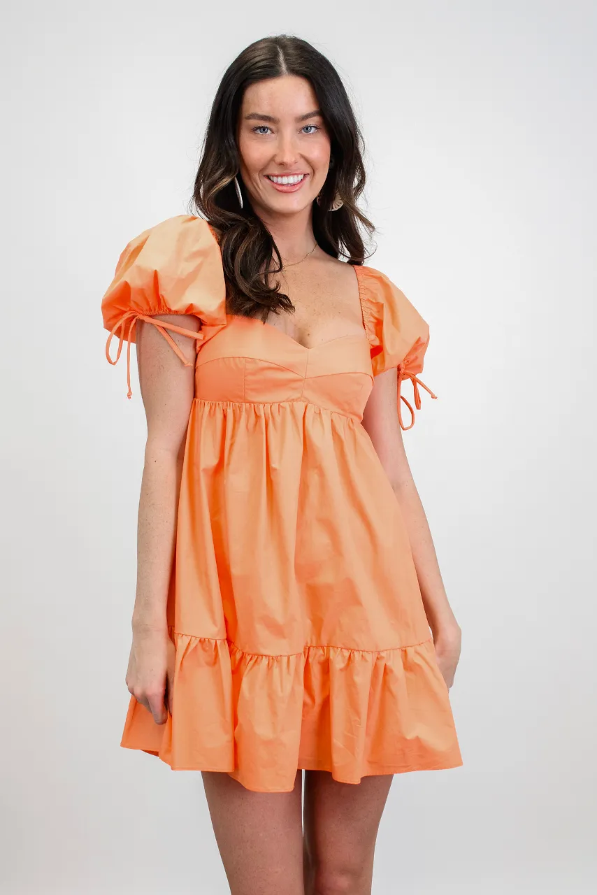 Heartbreaker Babydoll Dress in Apricot