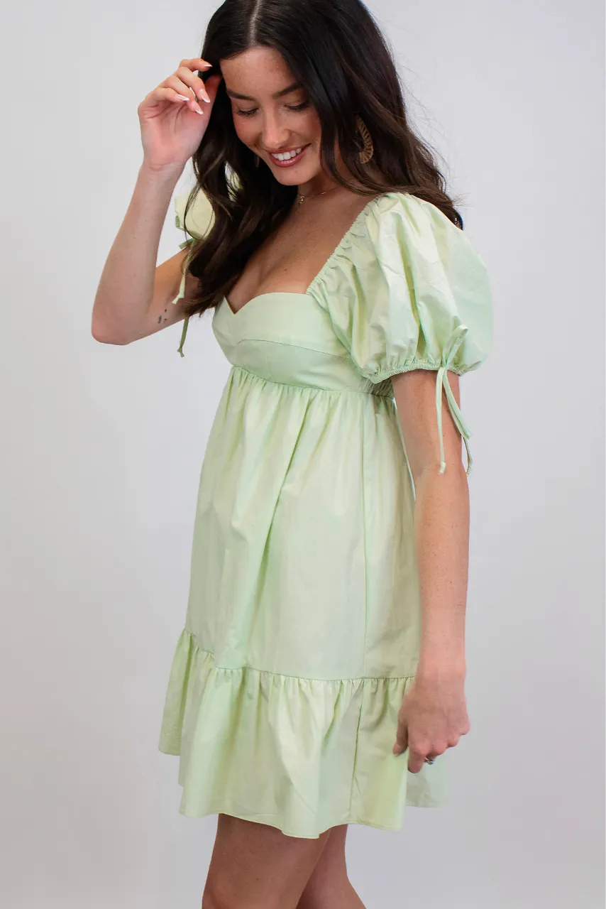 Heartbreaker Babydoll Dress in Light Mint