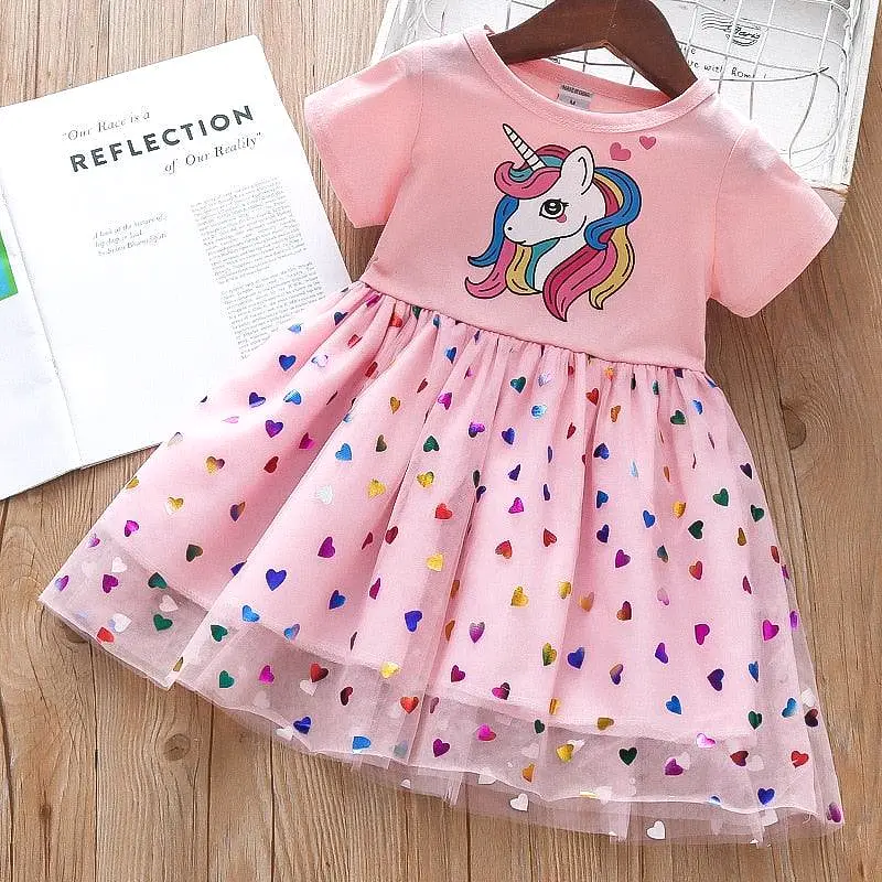 Hearts Print Girls Dresses