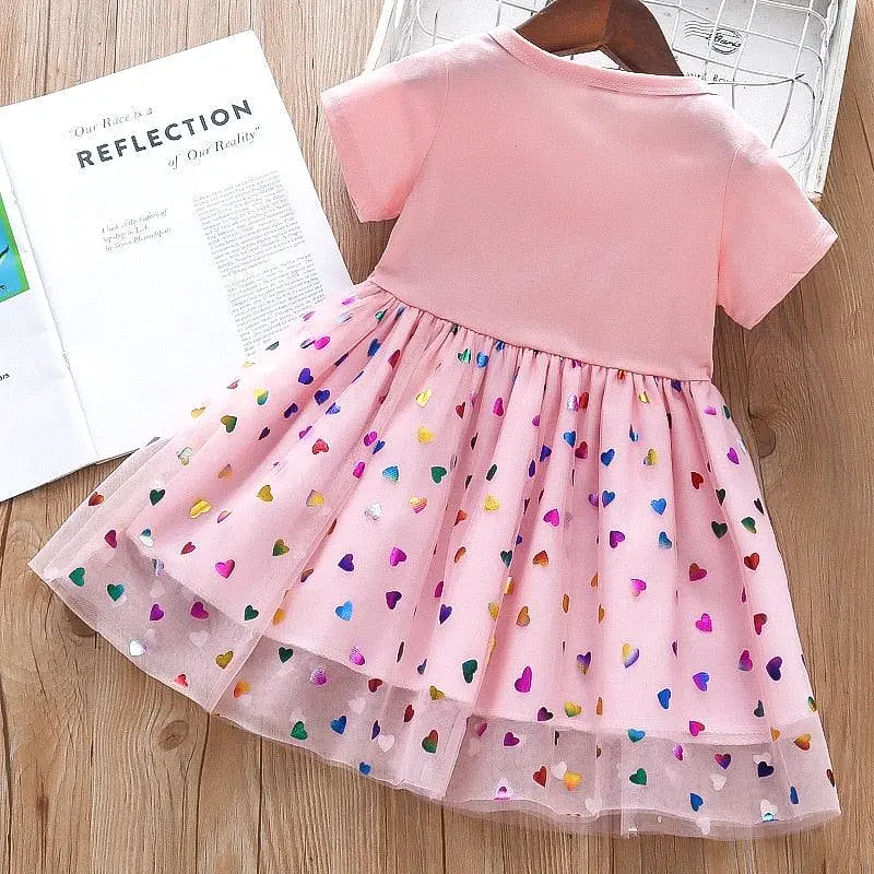 Hearts Print Girls Dresses