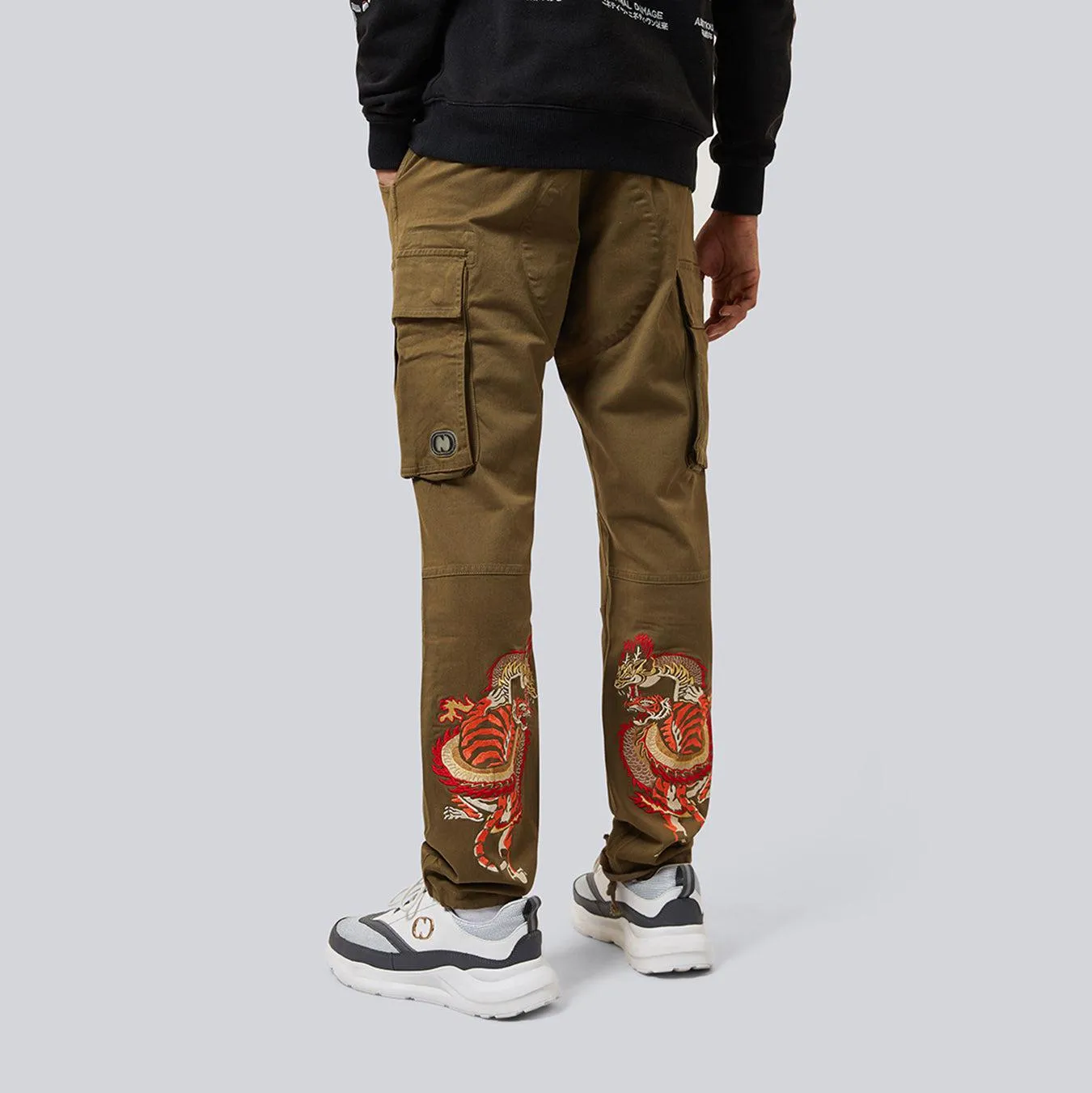 HIDDEN DRAGON CARGO PANTS - DARK KHAKI