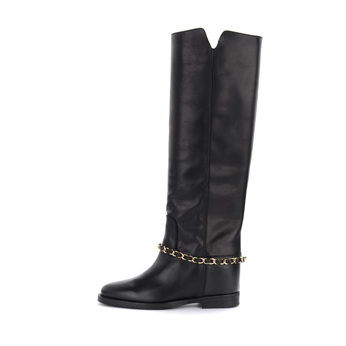 HIGH LEG BOOTS WITH CHAIN Woman Black