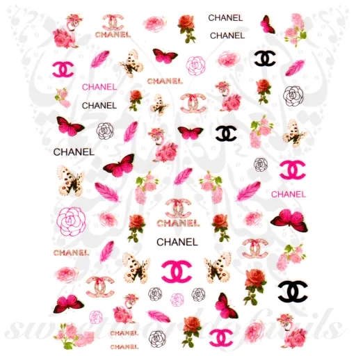 Hot Pink Butterfly Nail Art Nail Stickers