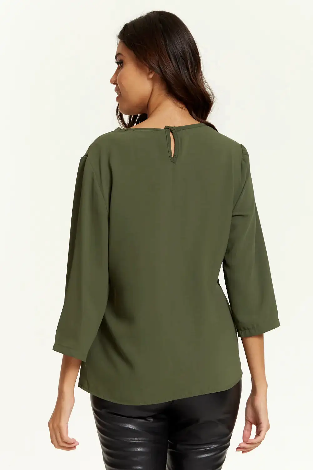 Hoxton Gal 3/4 Sleeves V Neck Layered Relaxed Fit Top