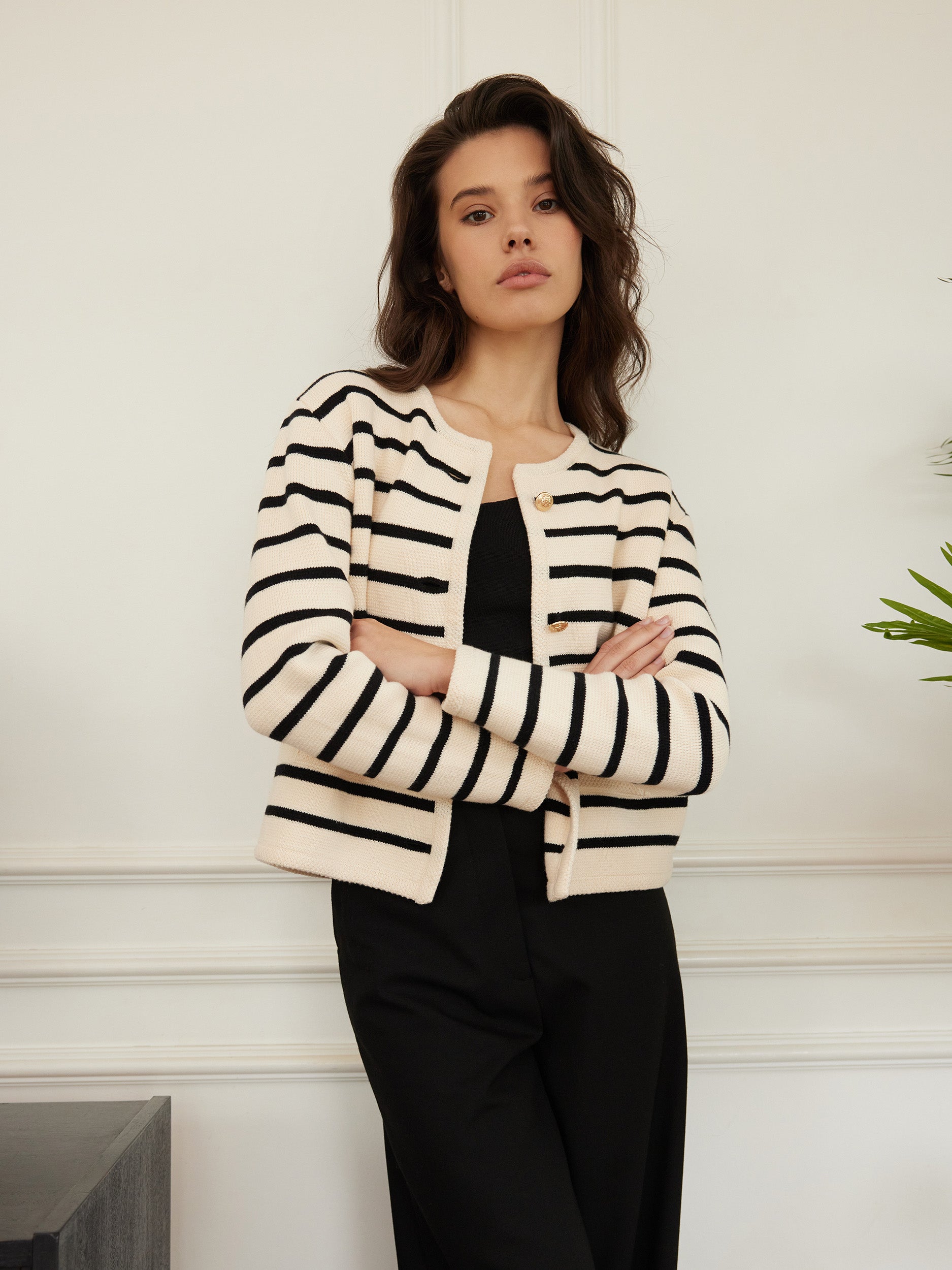 Kk Clothing Knitted Striped Jacket