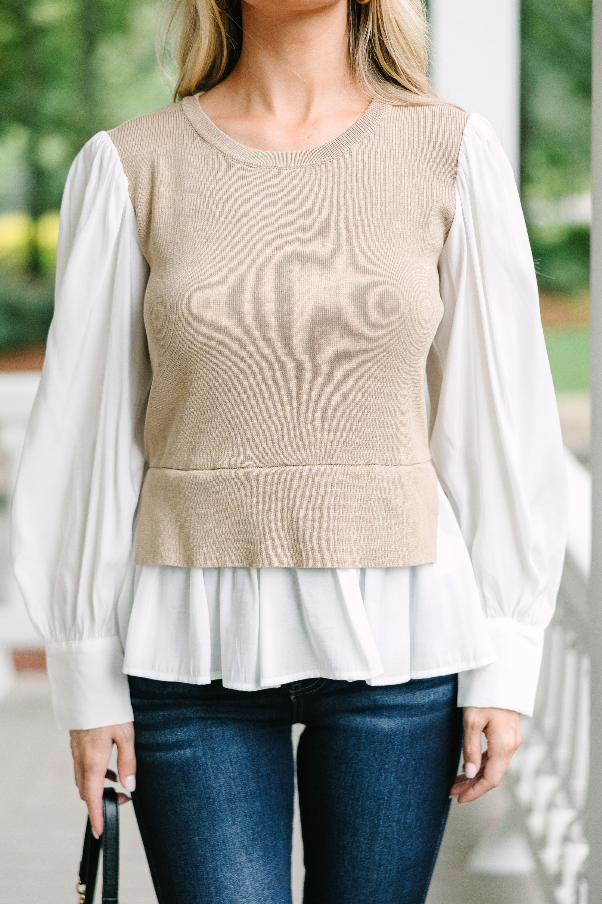 Know It All Taupe Brown Layered Sweater