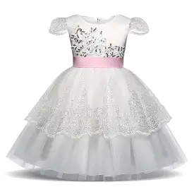 Lace Girl Dress, Pink Ribbon