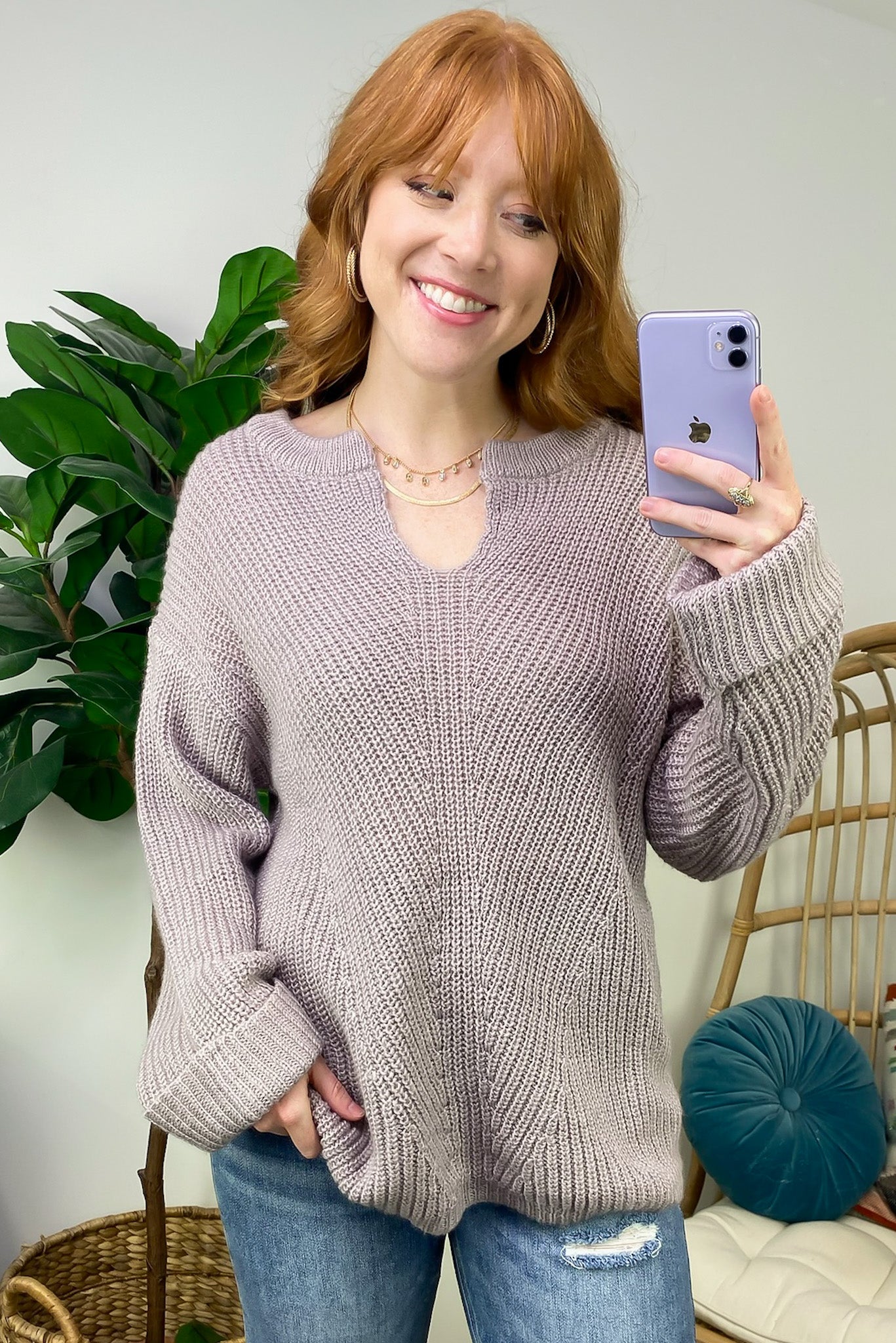 Leraine V-Neck Cable Knit Sweater - FINAL SALE